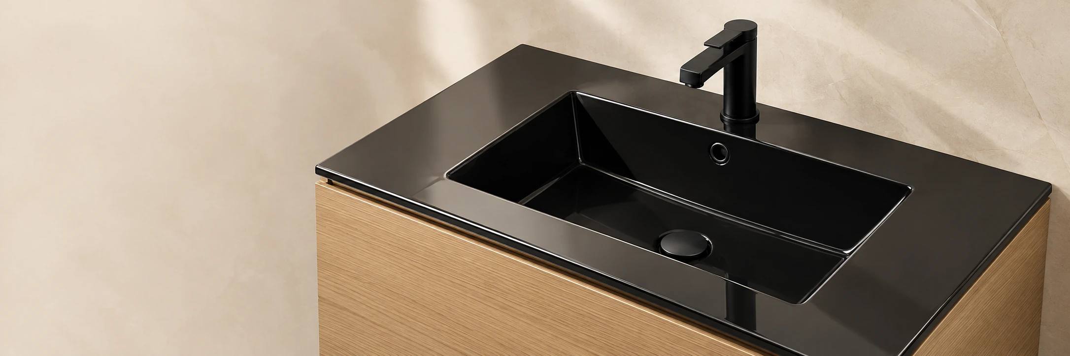 Black ceramic vanity top — generated concept placeholder