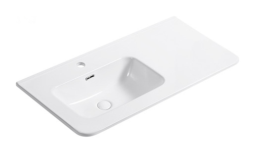 D91 Left Rounded left offset basin ceramic vanity top